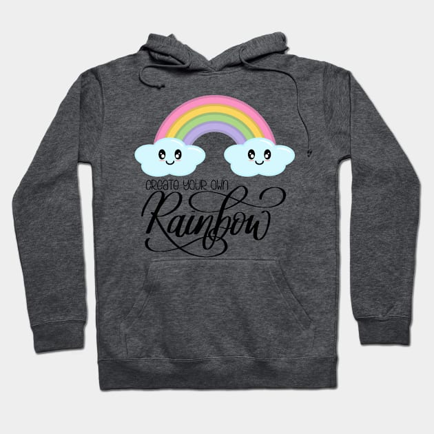 Create Your Own Rainbow with Kawaii Cute Clouds in Purple Hoodie by Kelly Gigi